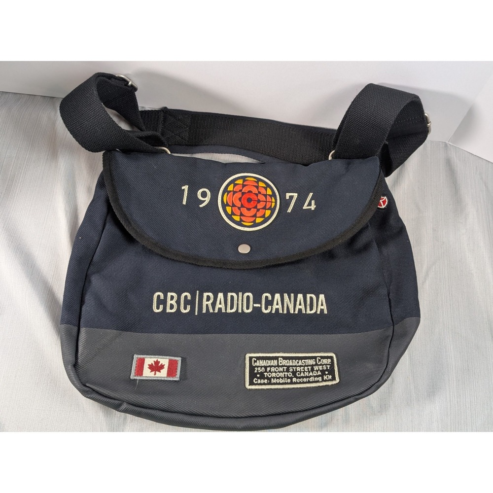 Red Canoe Messenger Bag CBC Radio-Canada Canvas Navy Blue